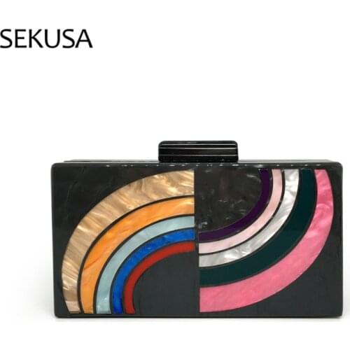 Rainbow Color Women Evening Bags Acrylic Flap Design Luxury New Arrival Day Clutch For Party Handbags