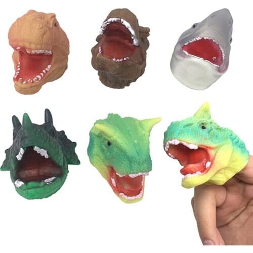 1pc Childrens Funny Mini Animal Finger Sets New Strange Dinosaur Shark Crocodile Hand Puppet Toy For Kids Fun Toy Random Style