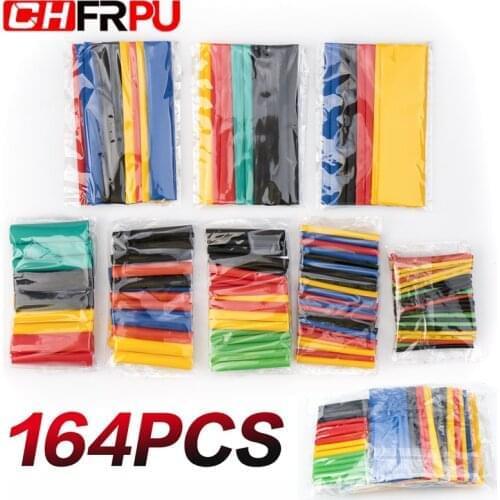 164 pcs/bag heat shrinkable tube kit shrink various polyolefin insulation sleeve heat shrinkable tube wire and cable 8 size 2: 1