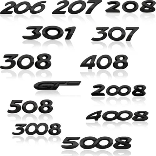 3D Metal car Letter Rear trunk Decals Emblem badge sticker For Peugeot 206 207 208 301 307 308 406 407 408 508 607 2008 3008