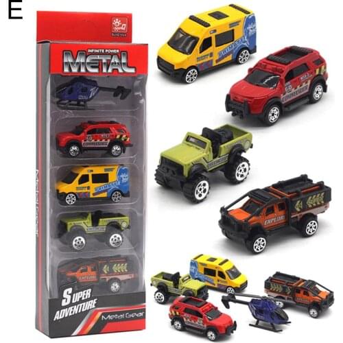 5Pcs/Set Kids 1/64 Fire truck Model Toy Diecast Alloy Engineering Racing Car Vehicle Model Kids Toy