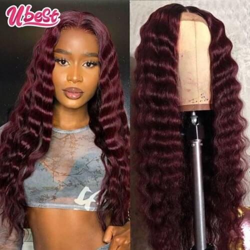 99J Deep Wave Lace Frontal Wig Transparent Loose Deep Wave Lace Front Human Hair Wigs Pre Plucked Cheap Indian for Black Women