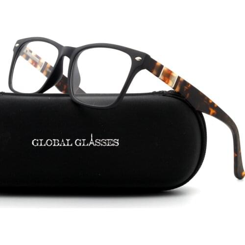 Acetate Optical Glasses Frame Men Women Eyeglasses Spectacles Decorative Myopia Clear Lens Optical Prescription Black CMG7068