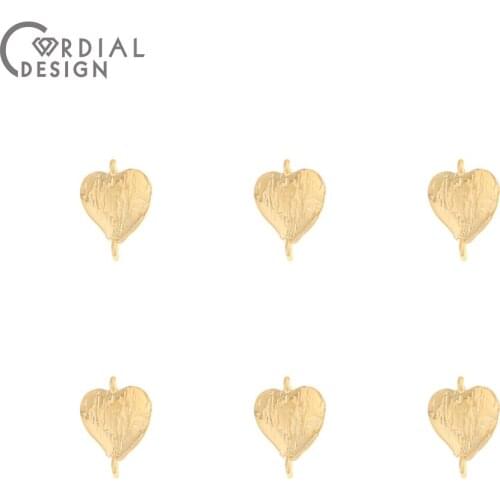 Cordial Design 50Pcs 7*10MM Jewelry Accessories/DIY Making/Genuine Gold Plating/Connector/Heart Shape/Hand Made/Earring Findings