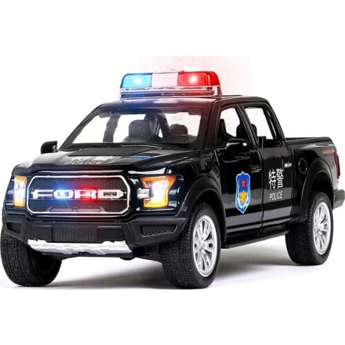 1/32 Alloy Ford F150 Pickup Model Toy Car Die Cast Sound Light Pull Back Police Toys Vehicle For Kids Children