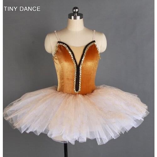 Brown Velvet Bodice Ballet Dance Tutu with Pink/White Platter Tutu Leotard Dress for Girls Ballerina Dance Costumes 20173