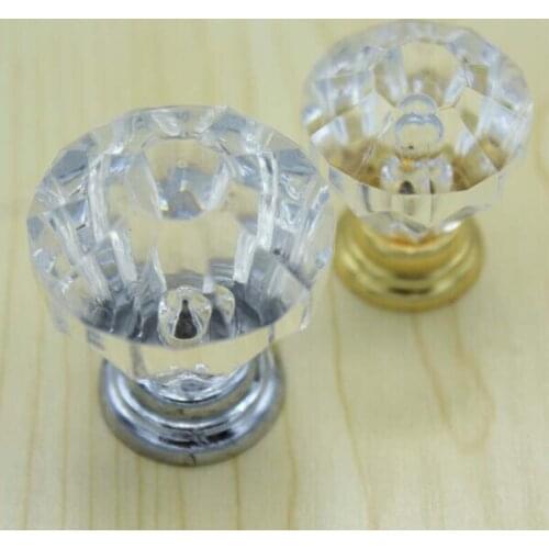 Free shipping diameter 25mm Clear Crystal drawer knobs kitchen cabinet handles dresser wardrobe bedside table pulls knobs