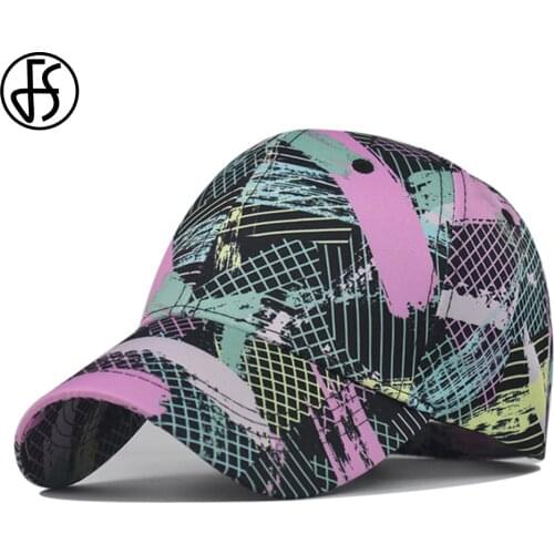 FS Fashion Graffiti Print Men Women Baseball Cap Tie-dye Summer Outdoor Travel Beach Sun Shade Dad Hats Snapback Trucker Hat