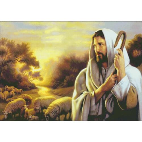 Big Version Jesus Shepherd Christianity Top Quality Embroidery Needlework 14CT Unprinted Cross Stitch Kits DIY Handmade Decor