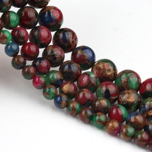 Wholesale MultiColor Natural Cloisonne Beads 6 8 10mm Round Loose Stone Beads For Jewelry Making DIY Necklace Accessories 15"