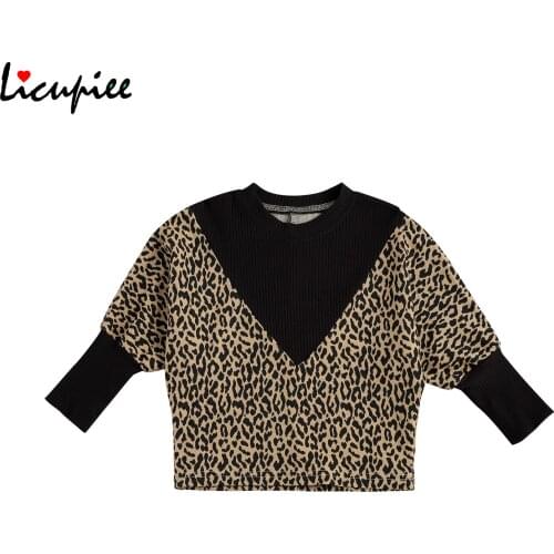 Toddler Boys Knitted Pullovers, Cute Leopard Print Patchwork Batwing Sleeve Crew Neck Sweaters 2-6 Years
