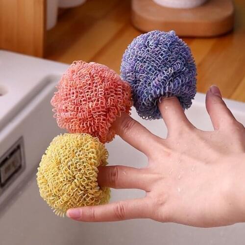 Home kitchen Dishwashing Brush Fiber Cleaning Steel Ball Non-Stick Oil Kitchen Artifact Household Cleaning Kitchen Supplies tool