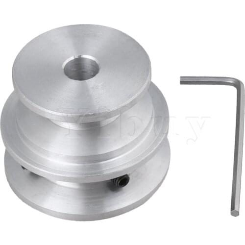 Silver Aluminum Dual 2-Step Pulley 40x30x8MM for Motor Shalf Drive Belt