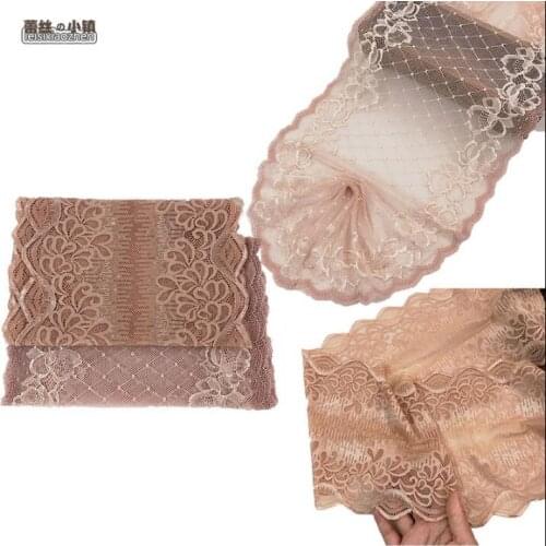 1 Meter Apricot Elastic Lace Fabric Stretch 20CM Wide Lace Trim Stretchy Lace Trim Ribbon Sewing Craft DIY Garment