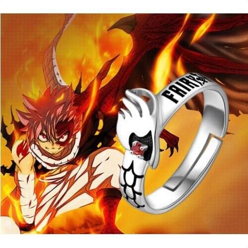 Fairy Tail Natsu END Dragon Anime 925 Sterling Silver Adjustable Ring Cosplay