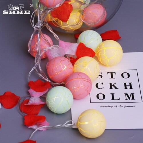 Battery Operated String Lights 2.5M 10 LED Crack Balls Fairy Lights for Bedroom Garden Christmas Wedding Holiday Decoration
