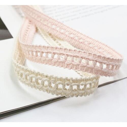 5M Beige Pink Hollowing Cotton Knit Webbing/Bias/Ribbon Bag Belt Strap Garments Diy Crafts Sewing Decoration Trim Accessories