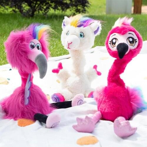 Dancing Flamingo Toy Electric Flamingo Stuffed Animals Toy Interactive Plush Toy SingingTalking With Sound for Kids Girls Toy