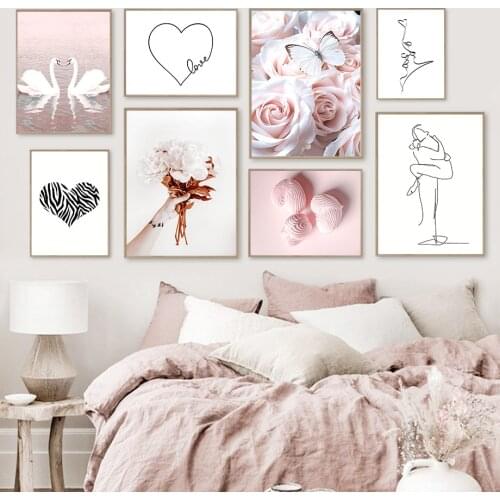 Sweet Love Decor Picture Canvas Painting Abstract Minimalist Wall Art Poster Scandinavian Print Modern Picture for Home Decor