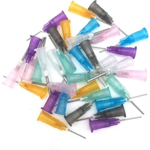 35pcs Dispensing Tips Liquid Dispenser Syringe Needles Tips 16GA,18GA,21GA,22GA,23GA,24GA,25GA Gauge for Tips Glue Dispensing