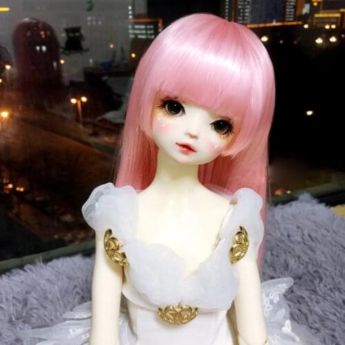 1/3 1/4 1/6 1/8 Straight Style Pink Hair High Temperature Wire BJD Wig For Toy Doll