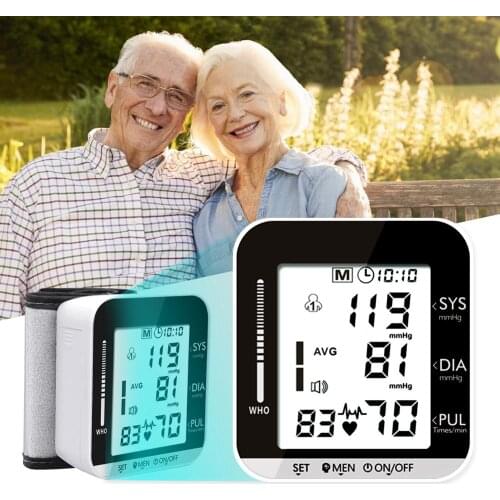 Sphygmomanometer Tonometer Portable Wrist Blood Pressure Monitor Protective English Voice Blood Pressure Heart Rate Meter