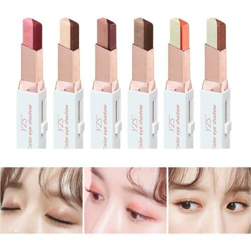Professional Double Color Gradient Lazy Eye Shadow Makeup Palette Glitter Shimmer Pen Waterproof Eyeshadow Stick Cosmetics 2021