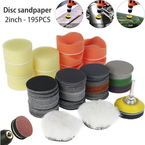195 Pcs 2inch 60-10000 Grit Sandpaper Sander Disc Sanding Discs Cutting Disc Backer Set For Polishing Cleaning Abrasive Tool