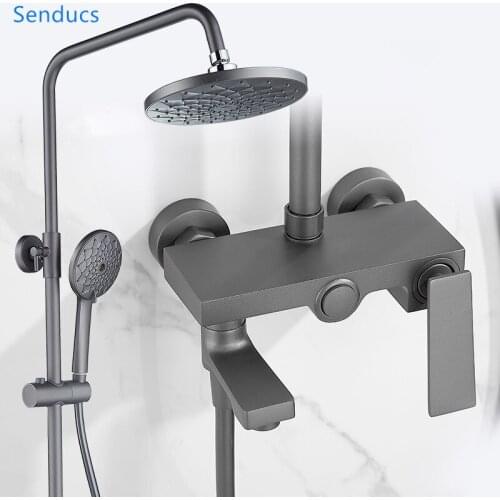 Senducs Hot and Cold Bathroom Mixer Faucet Brass Shower Faucet Rainfall Water Faucet Bathroom Shower System In Wall Shower Set