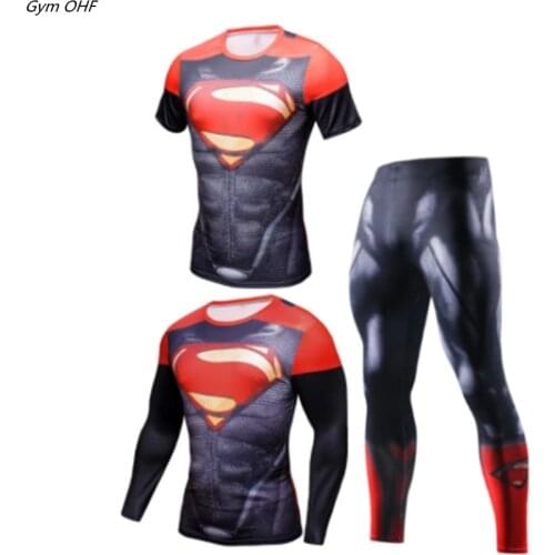Mens 3D Compression Sportswear Suits Gym Tights Training Clothes Workout Jogging Sports Set Running Rashguard MMA Tracksuit Men