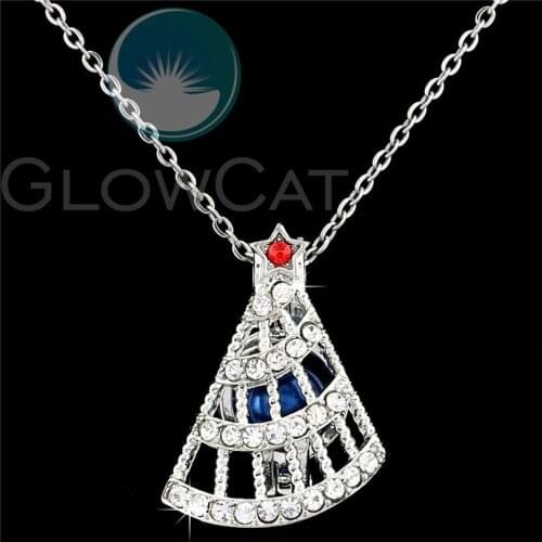 Sparkling Rhinestone Christmas Tree Red Star Beads Pearl Cage Perfume Diffuser Pendants Locket Necklace K1052