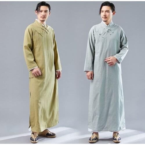 Chinese ancient costumes Male long robe traditional hanfu tang suit oriental gown Cross talk performance stage wear