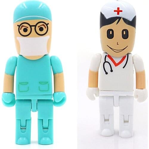 Usb flash drive 64gb 32gb 16gb 4GB 8gb Doctor pendrive white nurse model pen drive memory storage usb stick u disk free shipping