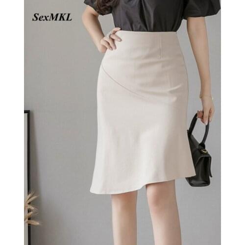 Plus Size Women Elegant Black Skirts 2020 Fashion High Waist Knee Length Winter Skirt Korean Clothes Sexy Office Red Midi Skirt