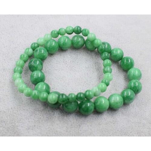 Green jade round 6/8/10/12/14mm bracelet 7.5inch FPPJ wholesale beads nature
