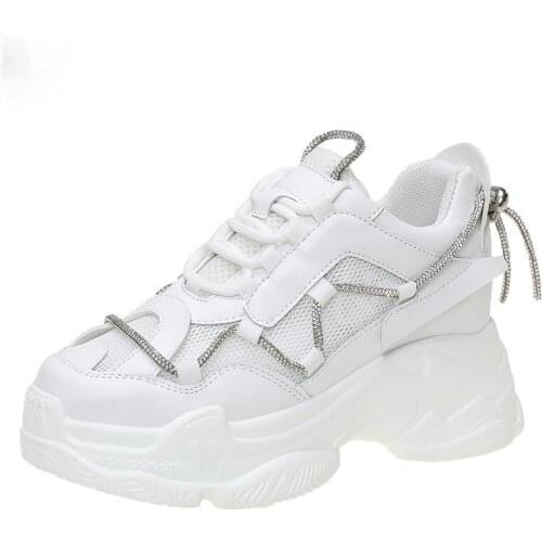 Breathable Mesh Chunky White Sneakers Women Summer 2021 Hollow Out Mesh Platform Sandals Woman Height Increased Casual Shoe 8cm