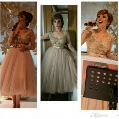 Vestido de festa vestido 2015 sexy v-neck long sleeve lace custom beading formal party elegant evening Dress women free shipping