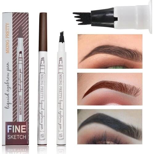 1pc Eyebrow Pencil Waterproof Fork Tip Women Professional Eyebrow Tattoo Pen Eyebrow Enhancer Tint 2018 Korean Cosmetics Tools