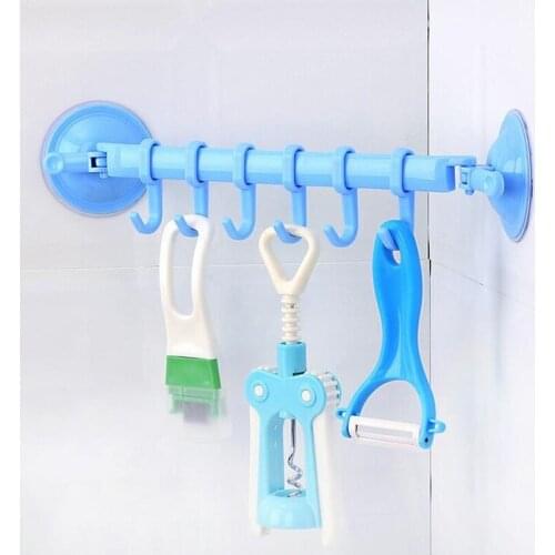 1PC Adjustable Hook Rack Double Suction Cup Towel Rack Hanging Shelves Hook Holder Lock Type Sucker Kitchen Bathroom Accessories