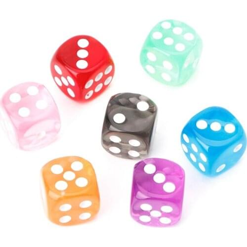 10 pcs Six Sided 15mm Transparent Cube Round Corner Portable Table Playing Games U2JB