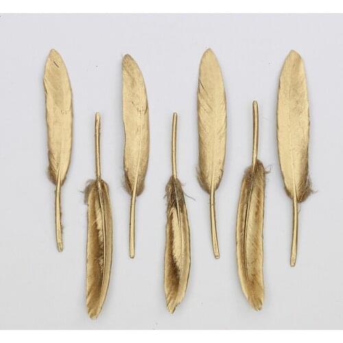 4-6 Inch(10-15 cm)Wholesale High Quality Golden Tipped Goose Feather For Jewelry DIY