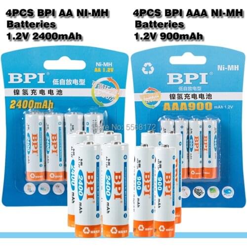 4Pc/1card 1.2V 2400mAh AA Batteries+4Pcs/1card 900mAh AAA Batteries NI-MH AA/AAA Rechargeable Battery