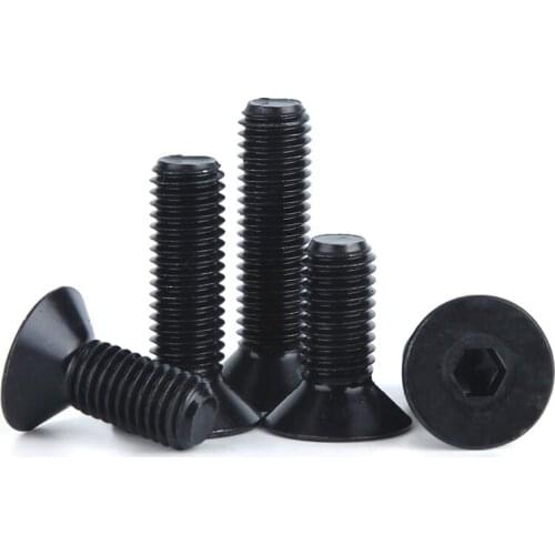 50pcs Cap Screws M2 M2.5 *(4/5/6/8/10/12/16)mm flat head countersunk head black grade 10.9 Alloy Steel Hex Socket Head