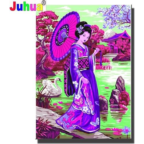 5d diy diamond mosaic Japanese Geisha Woman diamond painting cross stitch kits 3d embroidery full rhinestone Creative Gift