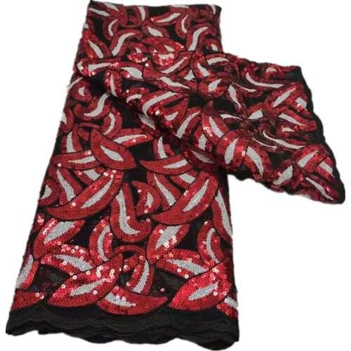 African Mesh Lace Fabric Sequins 2021 High Quality French Tulle Lace Nigerian Fabric Wedding Dress YY-125