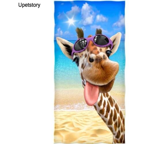 Upetstory Cute Giraffe with Glasses Printed Bath Towel for Adults Kids Quicky-dry Microfiber Face Towels 75*150cm Beach Towel