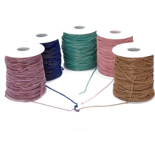BASEHOME 5m/lot 2x3mm Colorful Necklace Chains Findings Brass Bulk Chains for DIY Jewelry Accessories