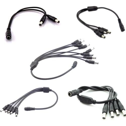 12V DC Power Supply 1 Female to 2 3 4 5 8 Male way Splitter Plug extension Cable cord connector 5.5*2.1mm for Led strip light