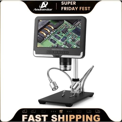 Andonstar AD206 7'' FHD LCD 200X Digital Microscope 3D Effect Magnifier Tool for PCB Check CPU BGA Soldering Watch/Phone Repair