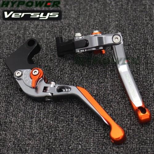 For Kawasaki VERSYS 1000 2012 2013 2014 Laser Logo(Versys) Orange+Titanium New Folding Extendable Motorcycle Brake Clutch Levers